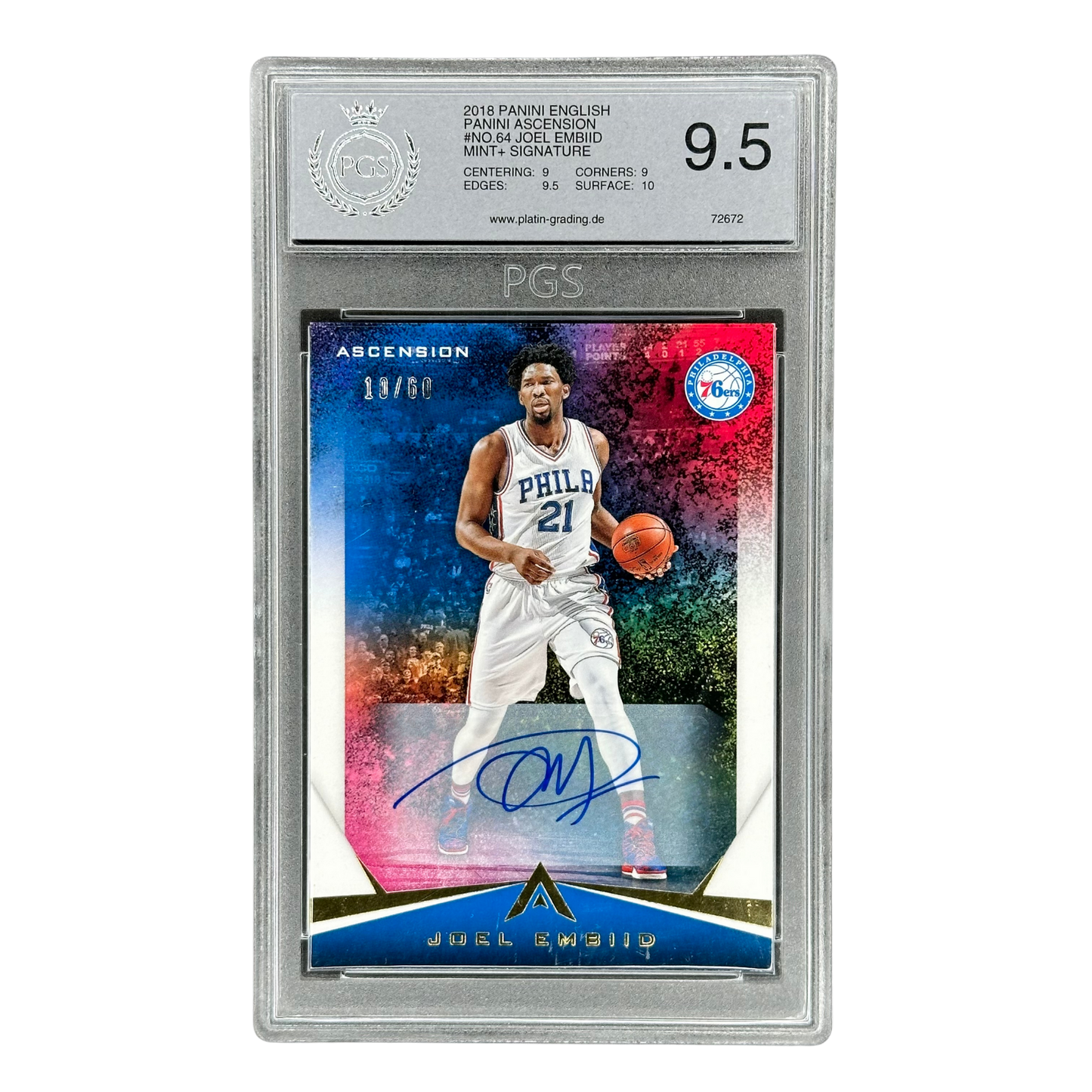 Joel Embiid 2018 Ascension Auto 10/60 PGS 9.5 #64