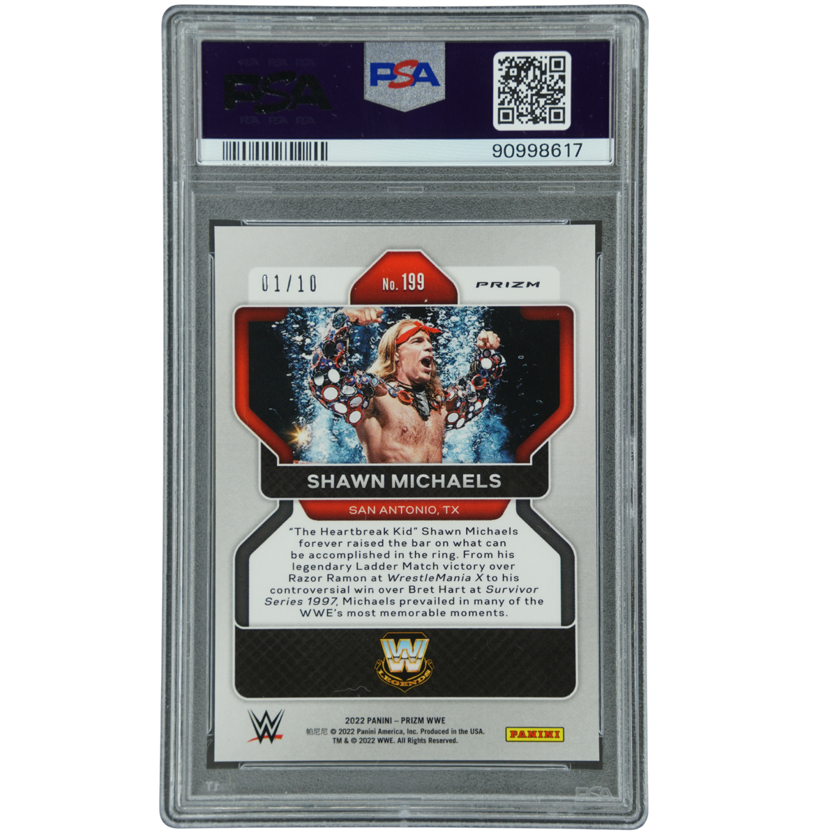 Shawn Michaels 2022 Prizm Blue Shimmer 1/10 #PSA 9