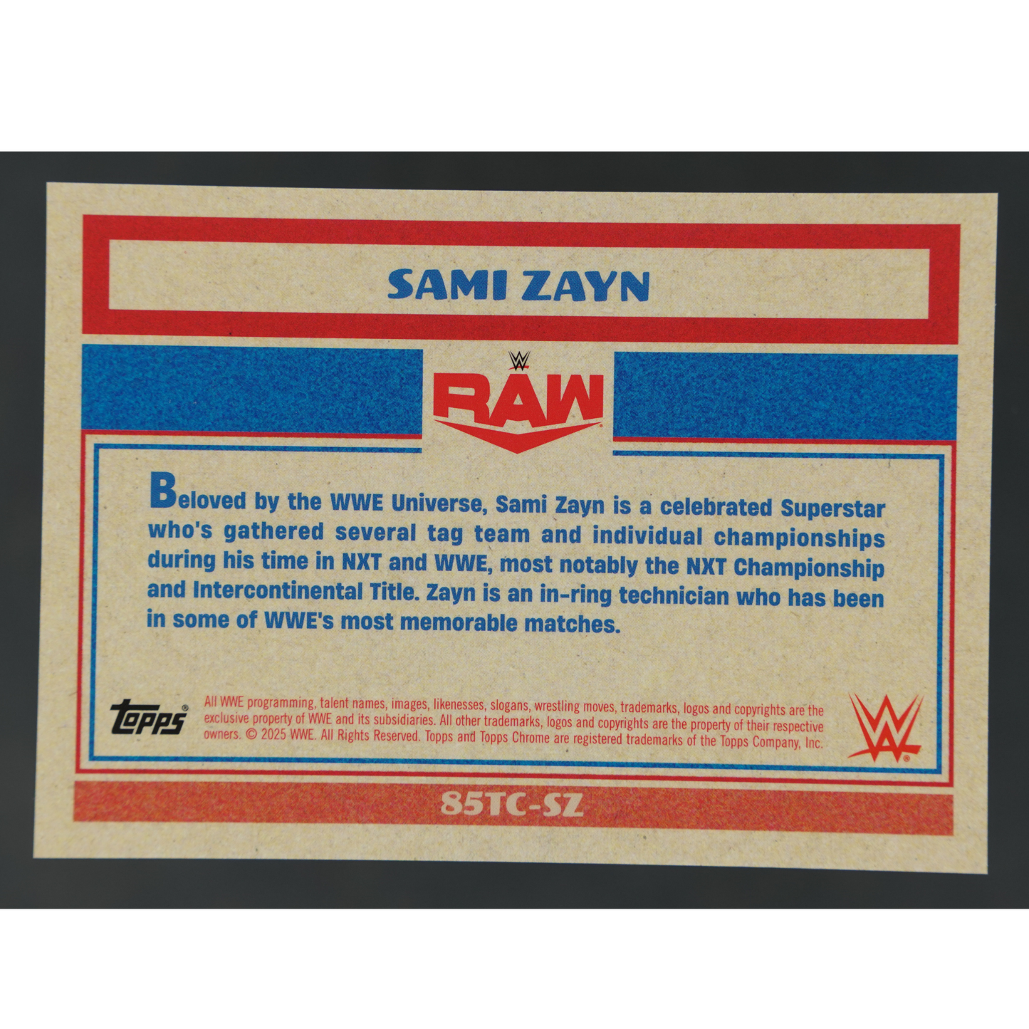 Sami Zayn 2025 Chrome Gold 19/50 #85TC-SZ