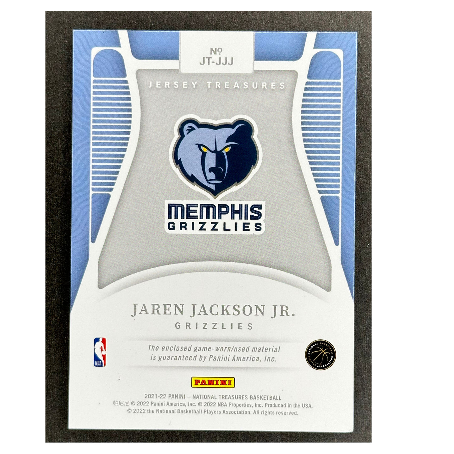 Jaren Jackson Jr. 2021 National Treasures Patch 19/25 #JT-JJJ