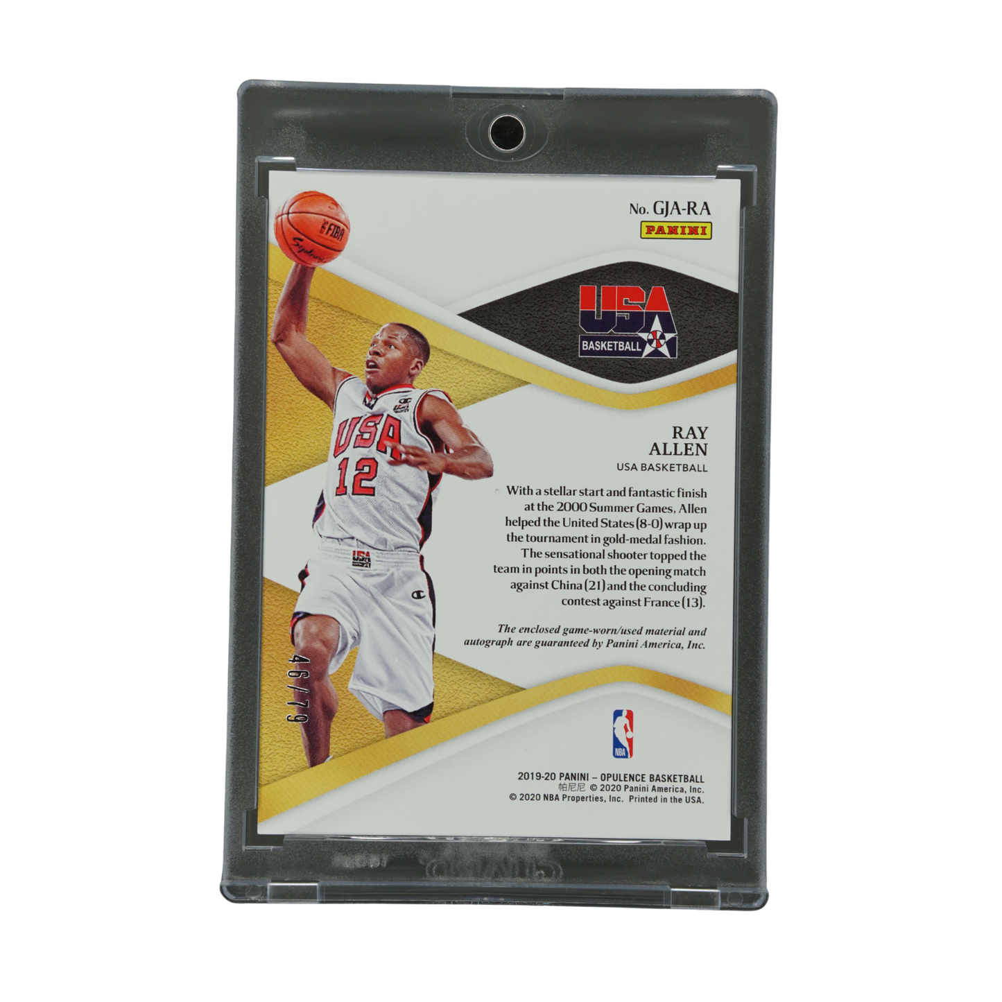 Ray Allen 2019 Opulence Gold Medal 46/79 Auto #GJA-RA