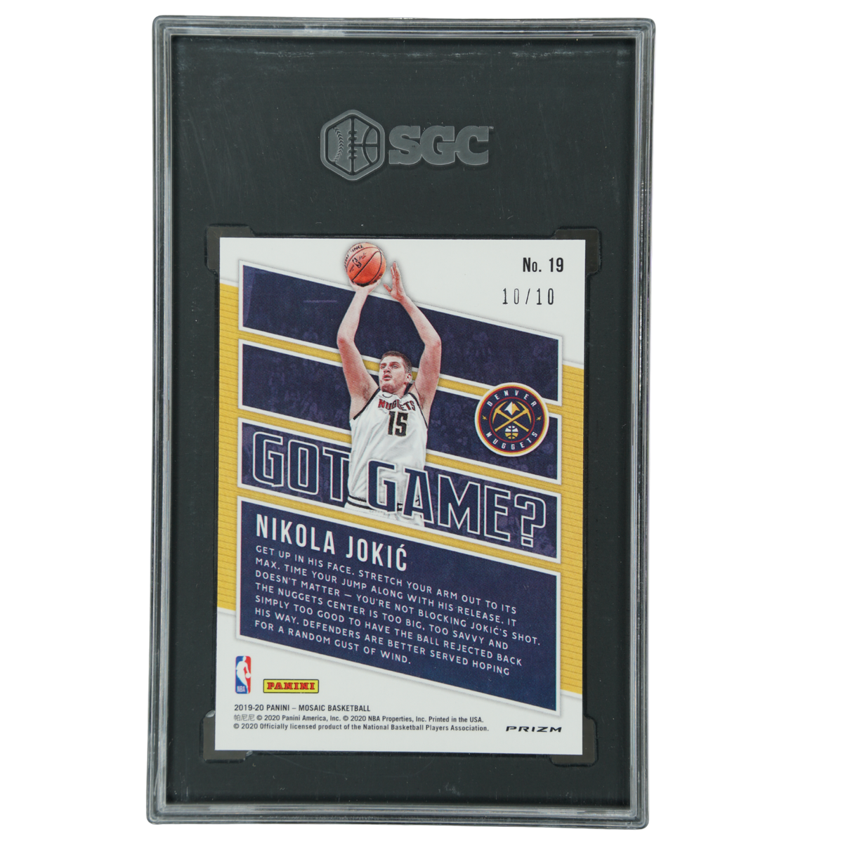 Nikola Jokic 2019 Mosaic Got Game? Pink Fluorescent 10/10 SGC 9.5 #19
