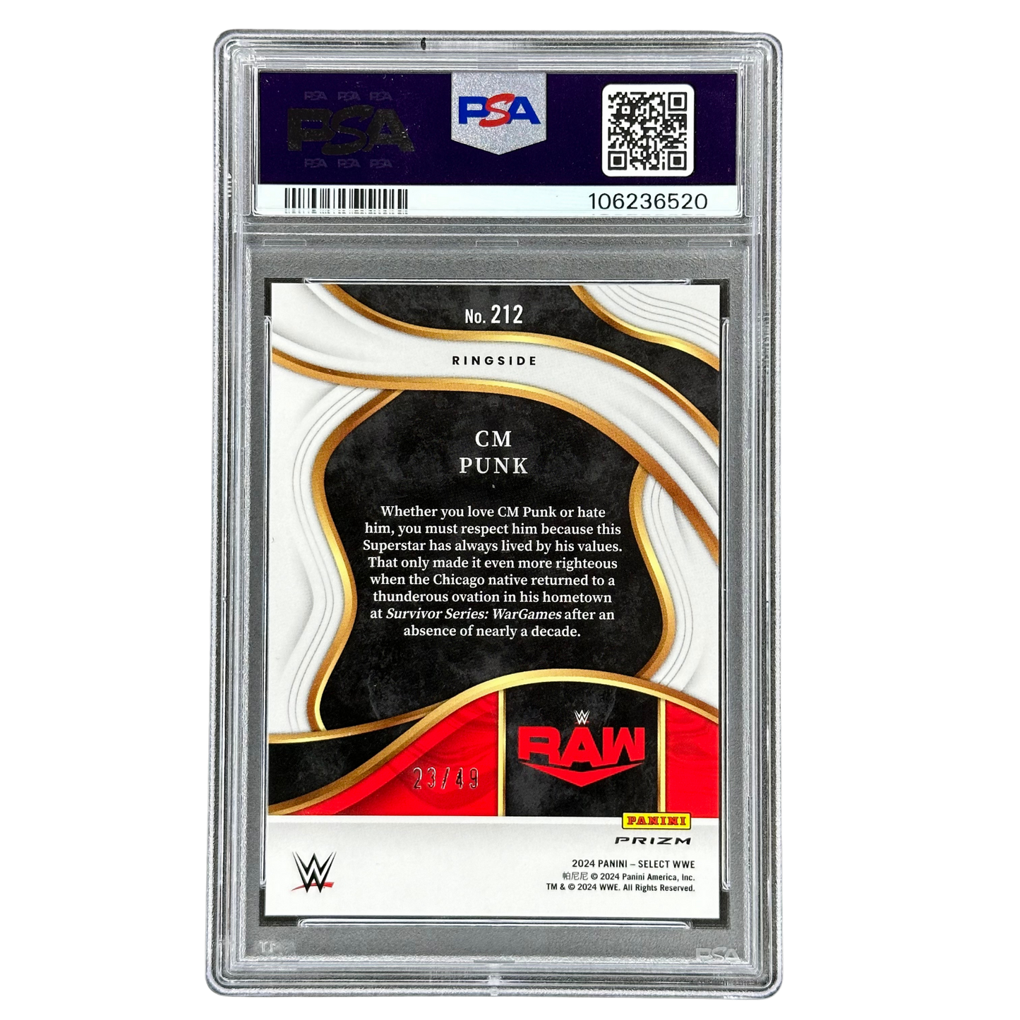 Cm Punk 2024 Select Ringside Blue Wave 23/49 PSA 10 #212