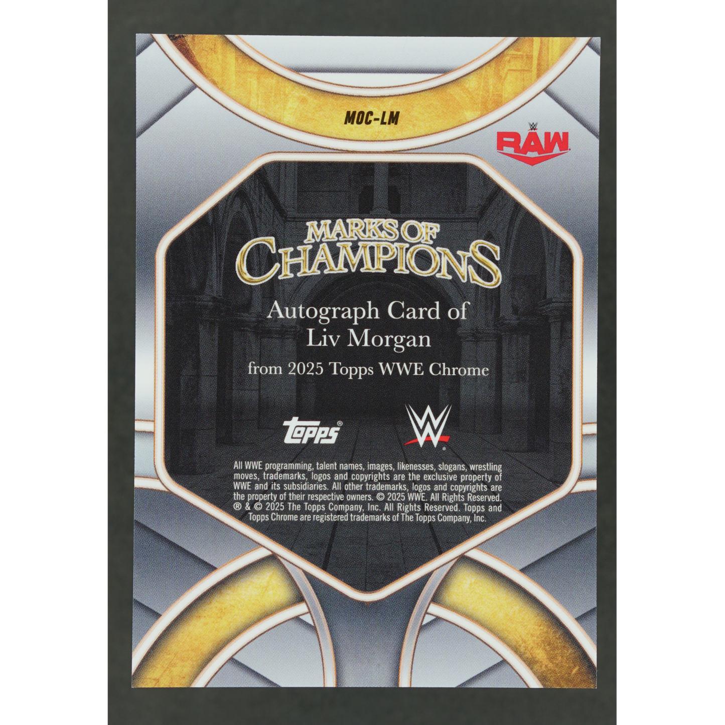 Liv Morgan 2025 Chrome Marks of Champions 60/150 Auto #MOC-LM