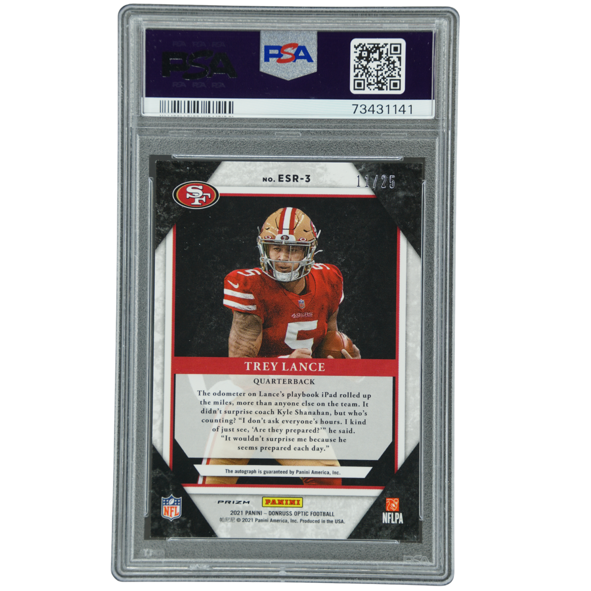 Trey Lance 2021 Optic Elite Series Rookies Auto 11/25 PSA 10 #ESR-3