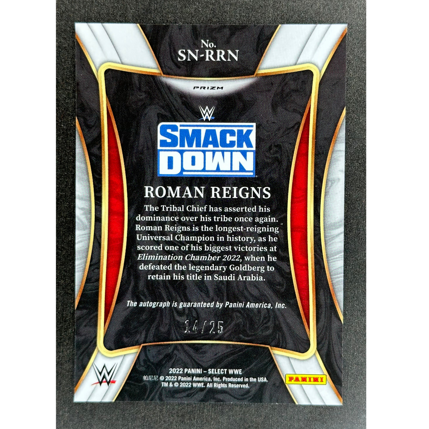 Roman Reigns 2022 Select Auto 14/25 #SS-RRN