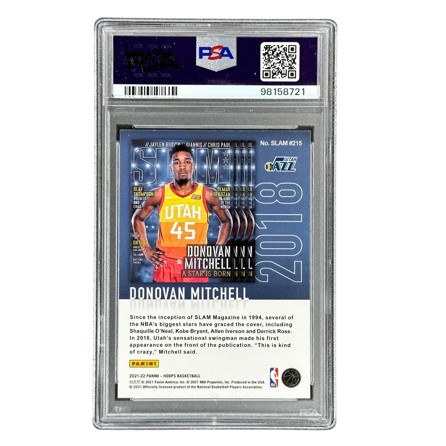 Donovan Mitchell 2021 Hoops Slam Green Ice PSA 9 #215