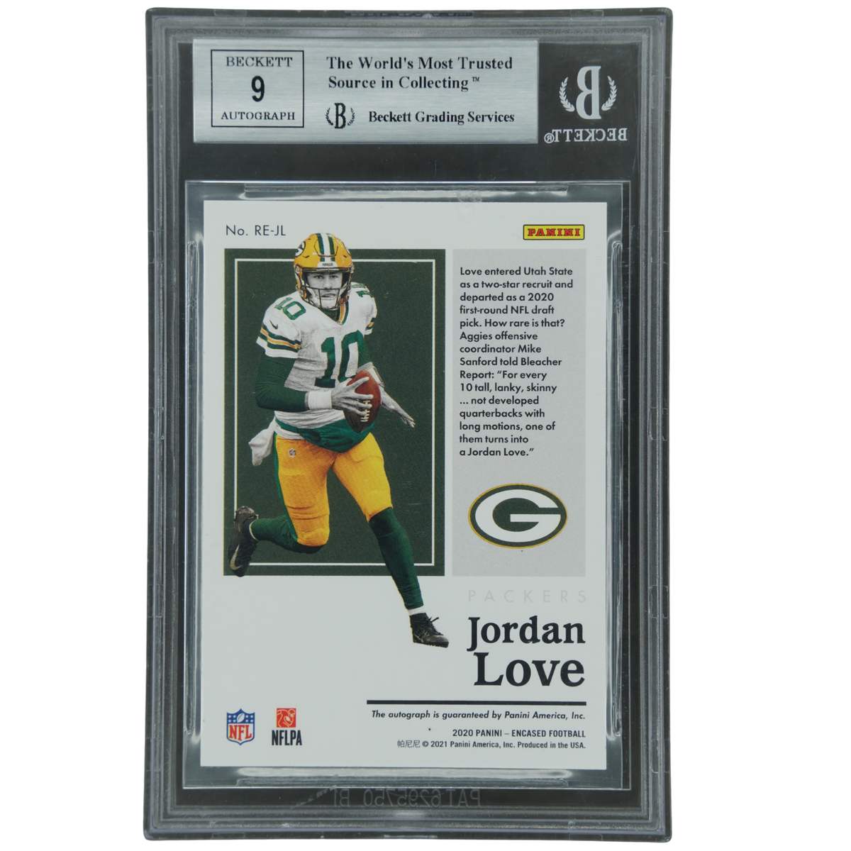 Jordan Love 2020 Encased Rookie Endorsements Auto 75/75 #RE-JL