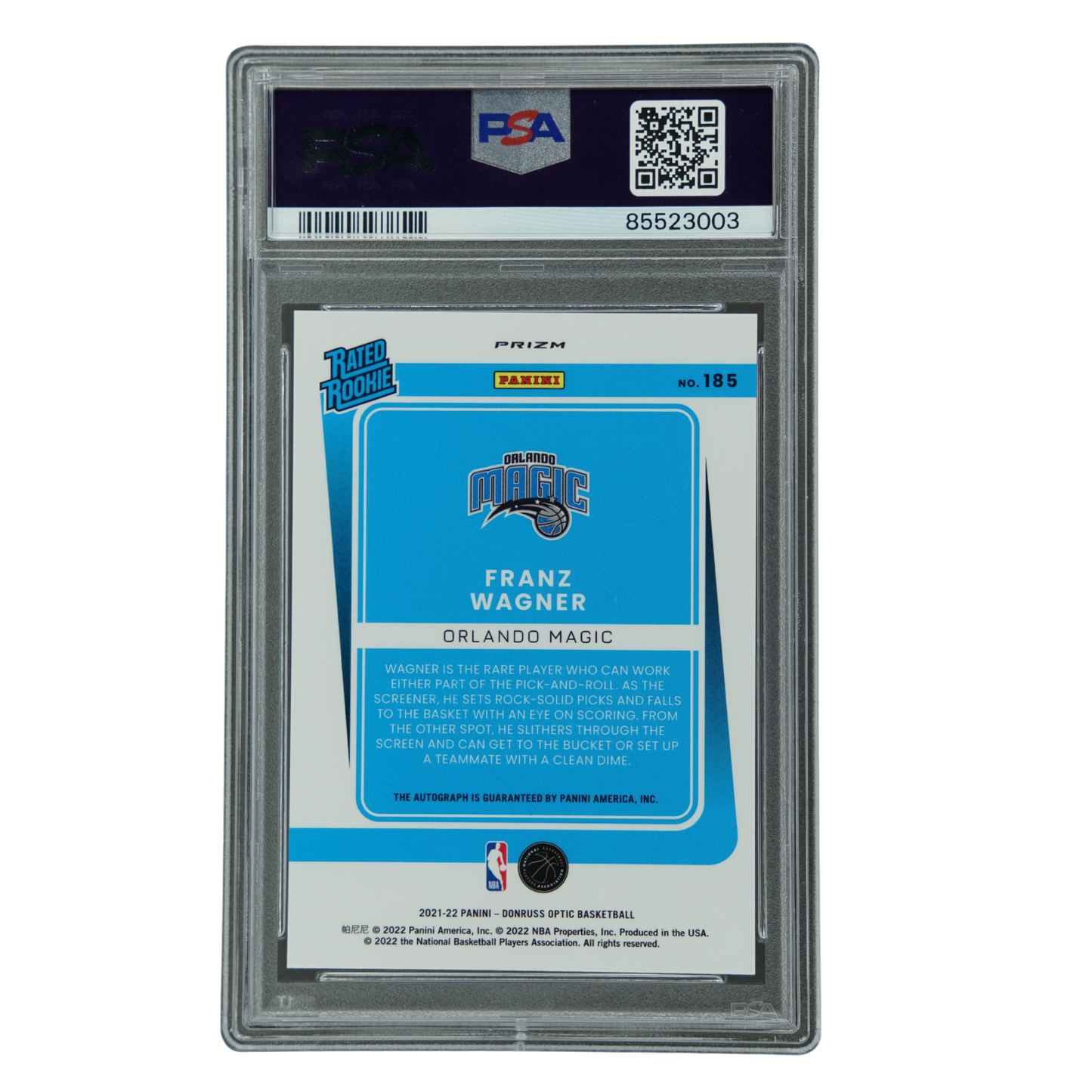 Franz Wagner 2021 Optic RC Autograph Choice PSA 10 #185
