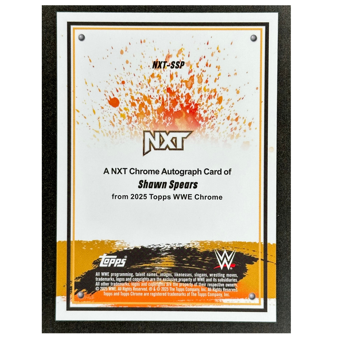 Shawn Spears 2025 Chrome NXT Auto 19/25 #NXT-SSP