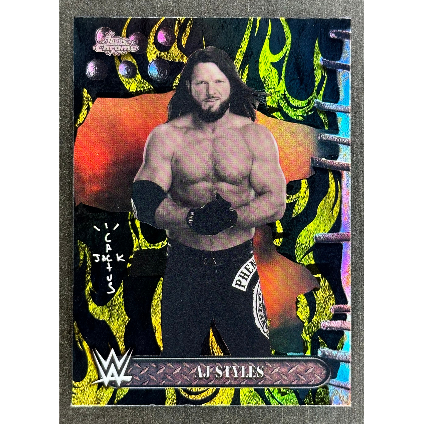 AJ Styles 2025 Cactus Jack Black Yellow Refractor #20