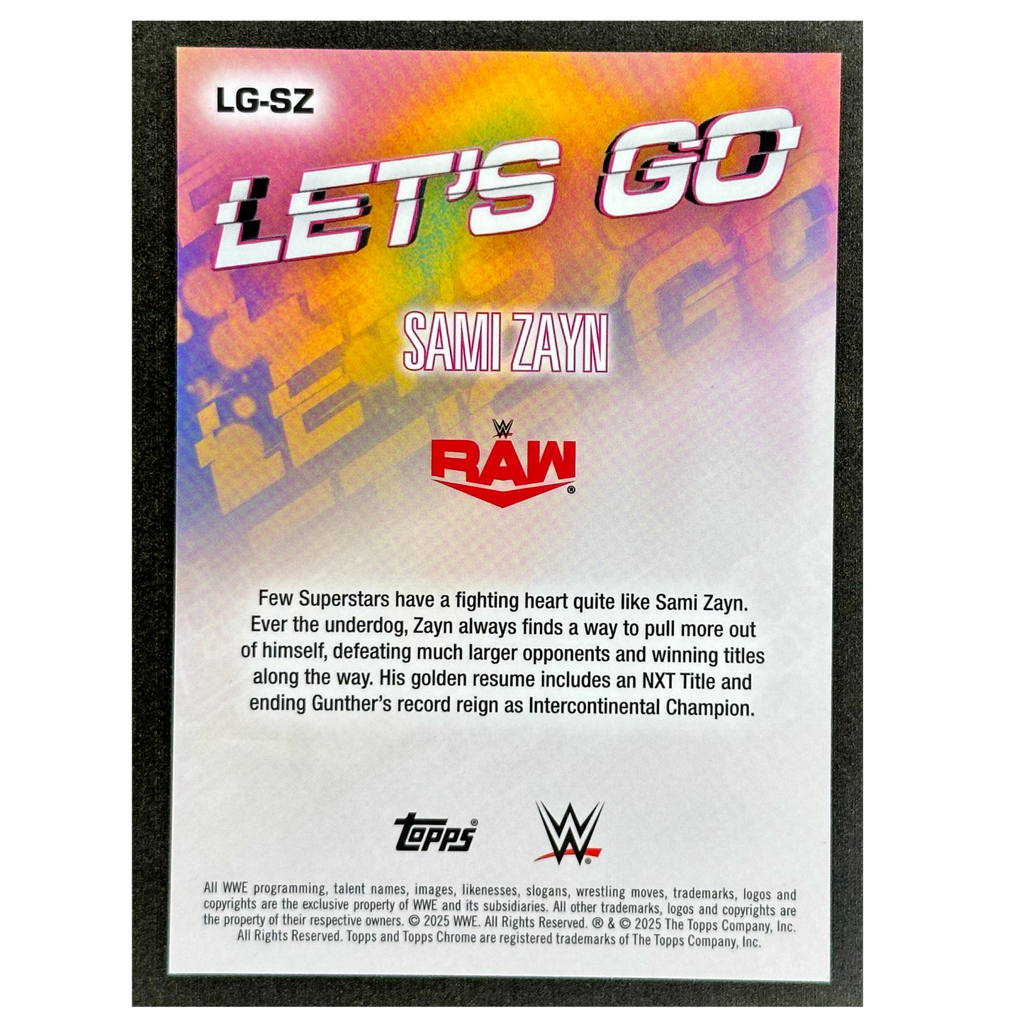 Sami Zayn 2025 Chrome Lets Go #LG-SZ