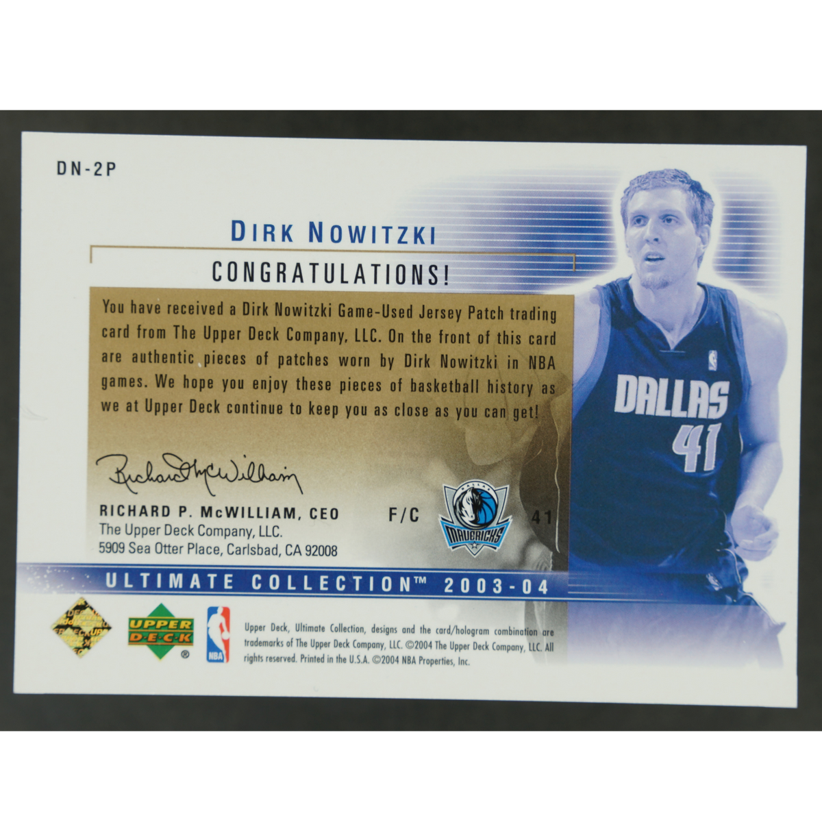 Dirk Nowitzki 2003-04 Ultimate Dual Game Jersey Patch 27/50 #DN-2P
