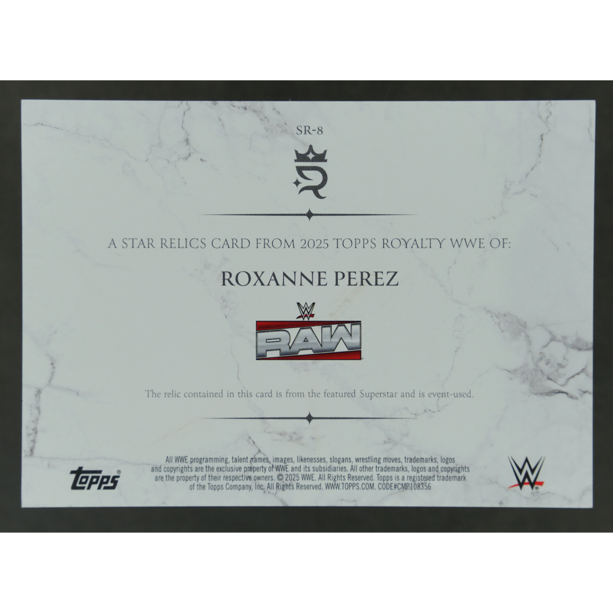 Roxanne Perez 2025 Royalty Star Relics 69/99 #SR-8