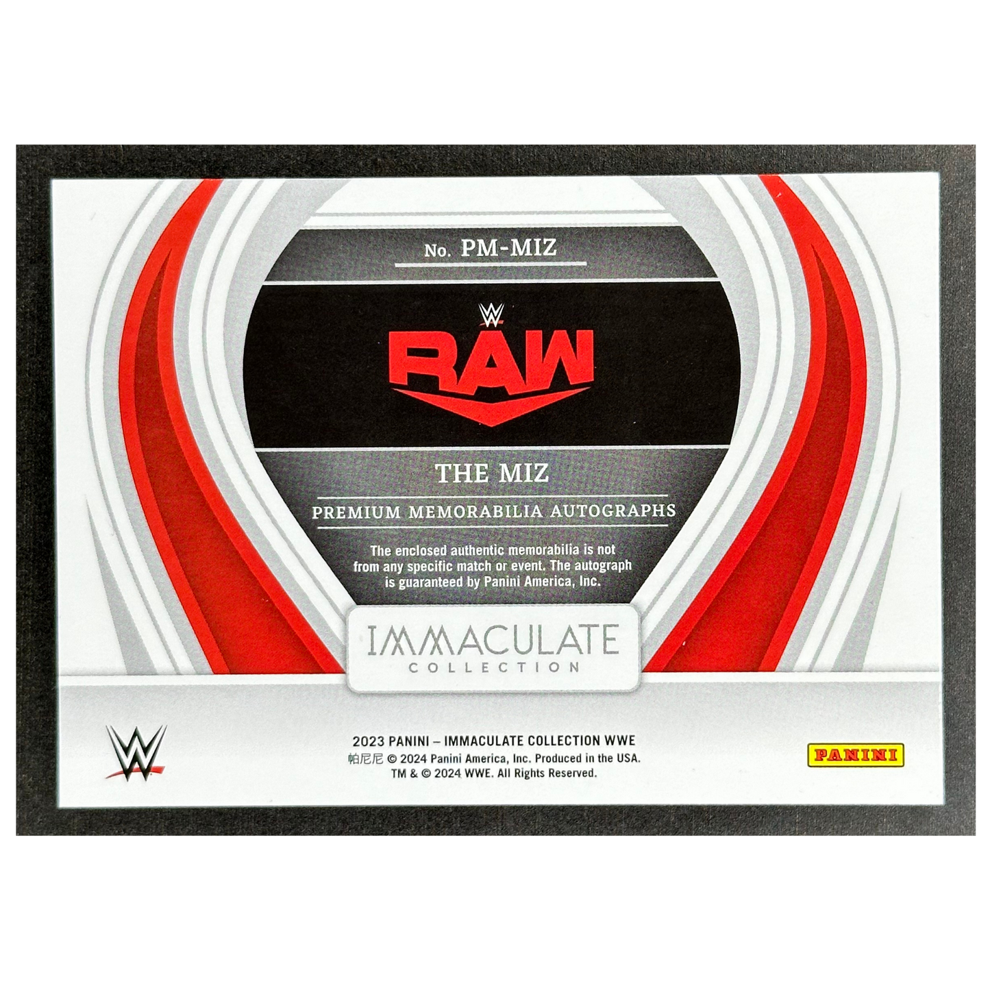 The Miz 2023 Immaculate Memorabilia Auto 55/99 #PM-MIZ