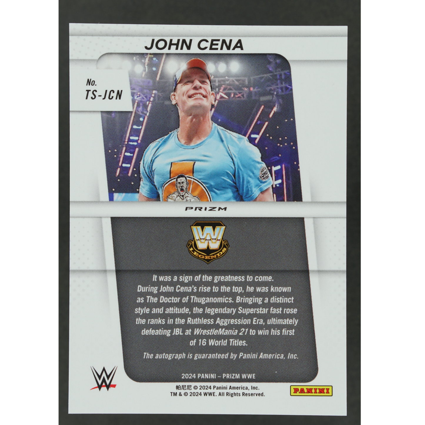 John Cena 2024 Prizm Throwback Under Card Auto #TS-JCN