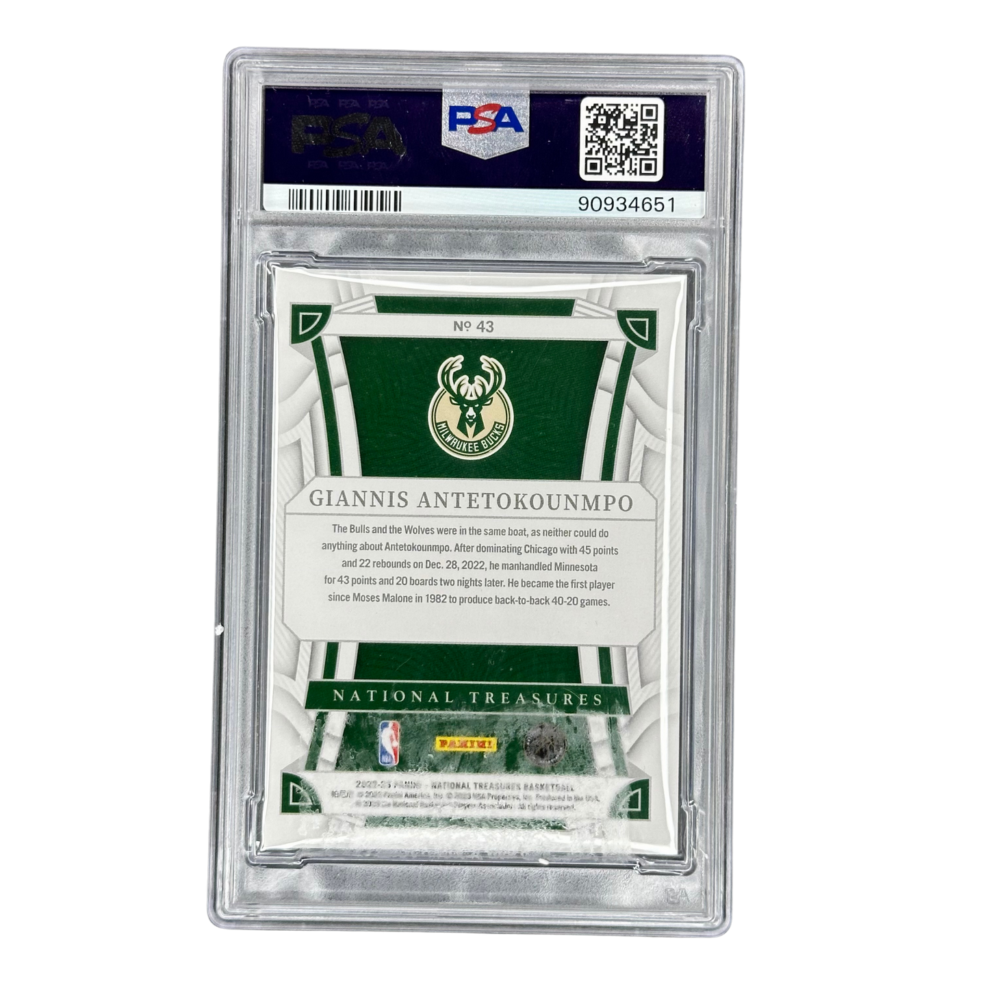 Giannis Antetokounmpo 2022 National Treasures Red 46/75 PSA 9 #43