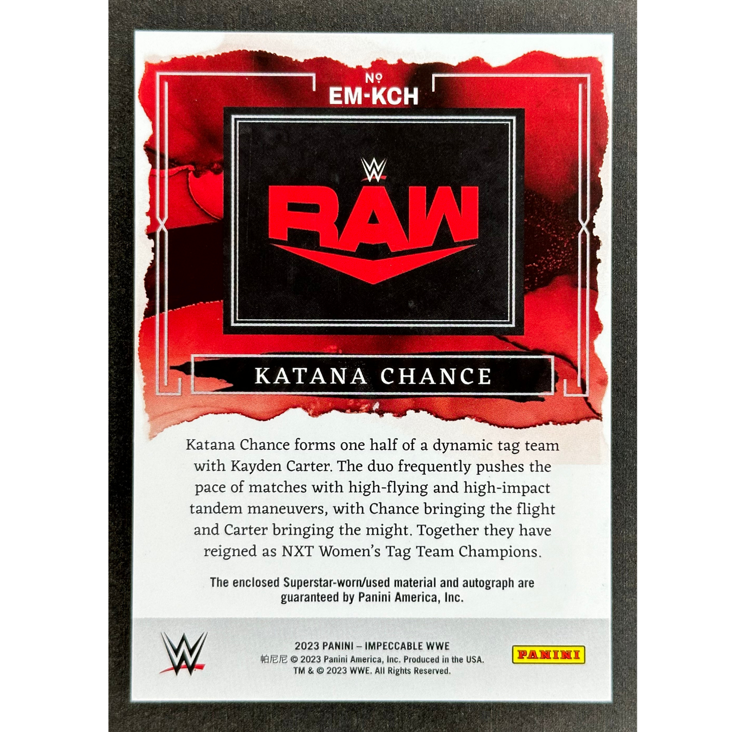 Katana Chance 2023 Impeccable Elegance Memorabilia Auto 40/49 #EM-KCH