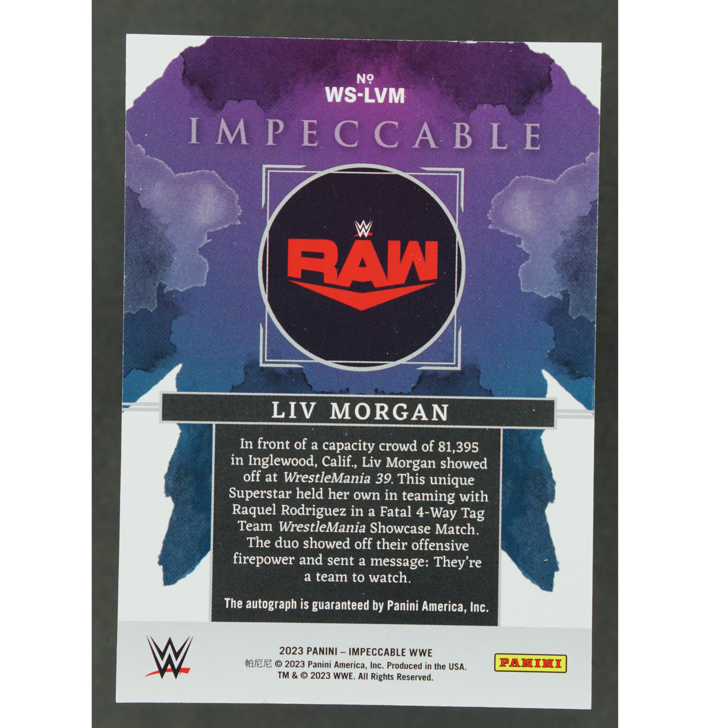 Liv Morgan 2023 Impeccable Watercolor Auto 47/75 #WS-LVM