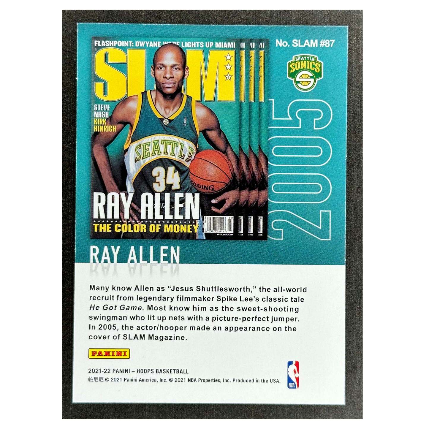 Ray Allen 2021 Hoops Slam Green Ice #87