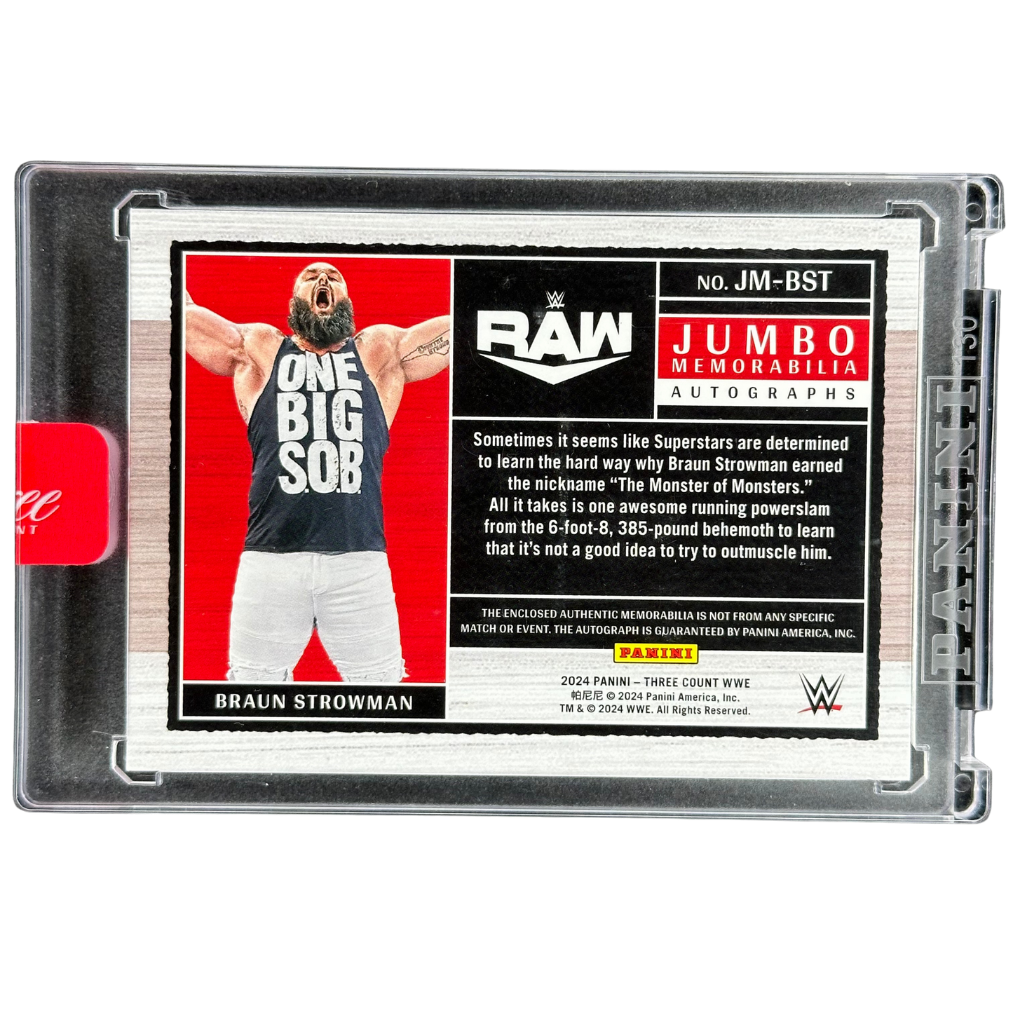 Braun Strowman 2024 Three Count Memorabilia Auto 19/25 #JM-BST