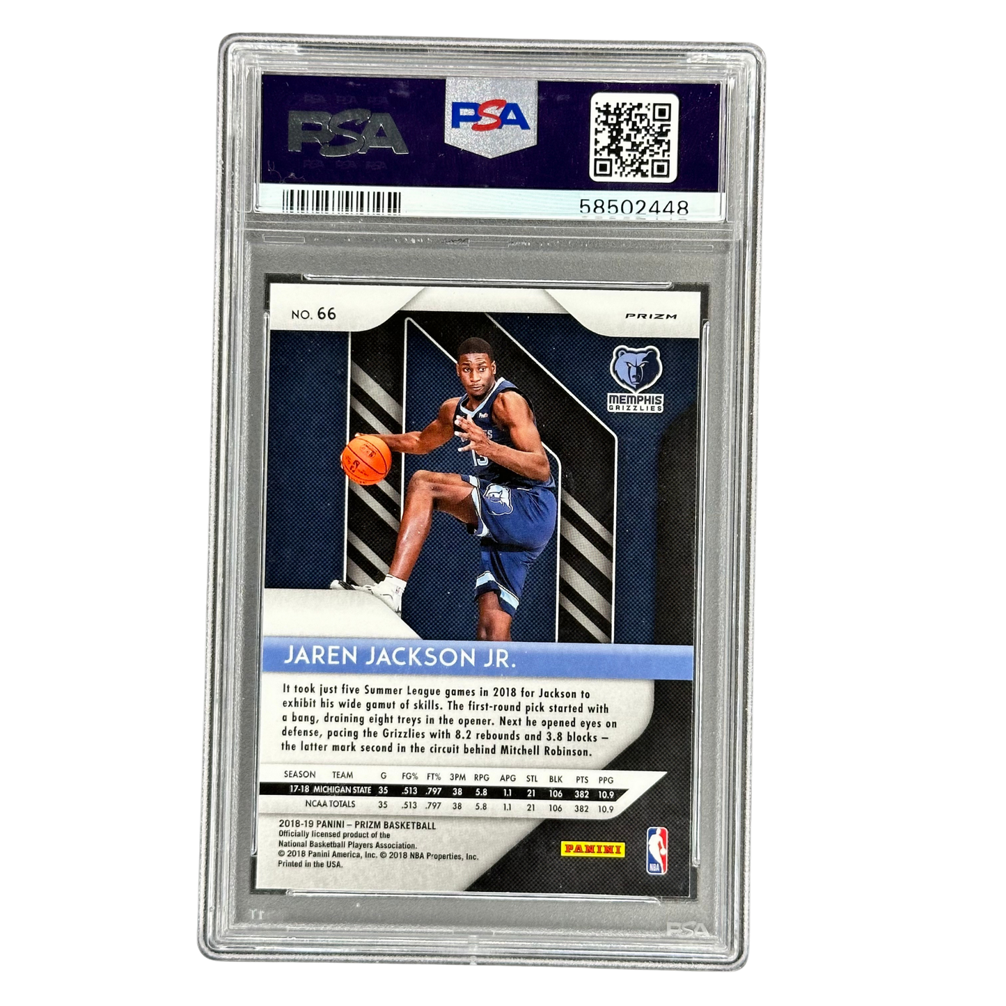 Jaren Jackson Jr. 2018 Prizm Silver RC Rookie Card PSA 10 #66