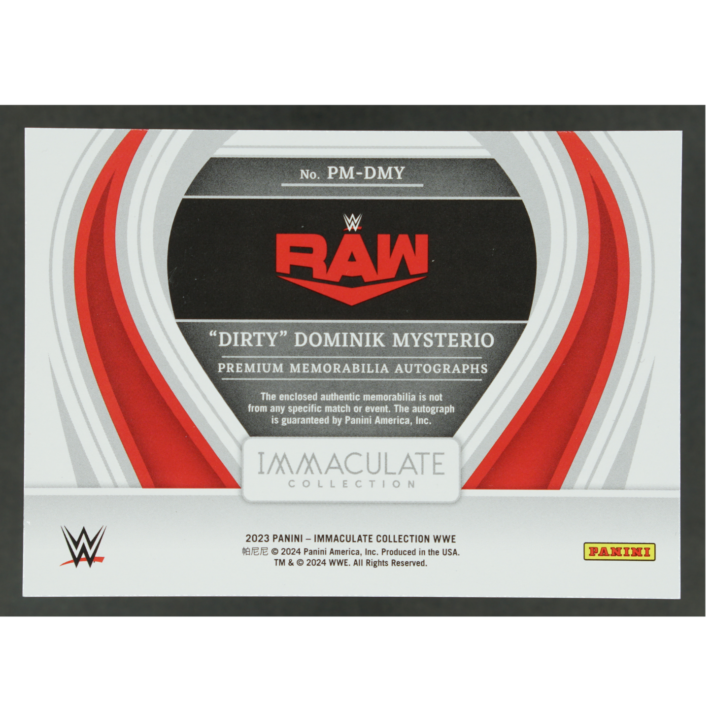 "Dirty" Dominik Mysterio 2023 Immaculate Memorabilia Auto 52/99 #PM-DMY