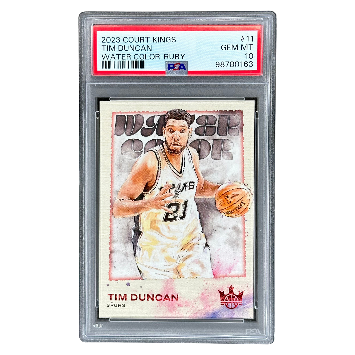 Tim Duncan 2023 Court Kings Water Color Ruby 146/149 PSA 10 #11