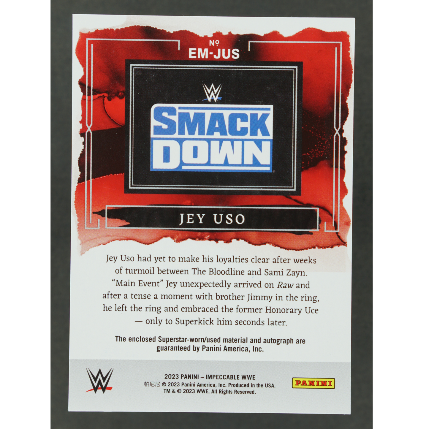 Jey Uso 2023 Impeccable Elegance Memorabilia Auto 13/49 #EM-JUS
