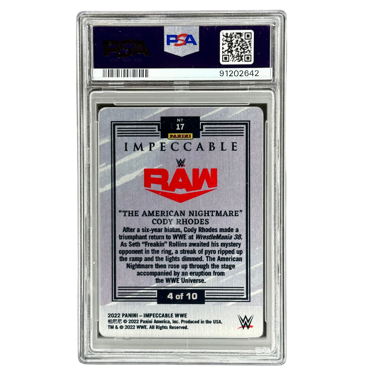 Cody Rhodes 2022 Impeccable Stainless Stars Gold 4/10 PSA Authentic #17