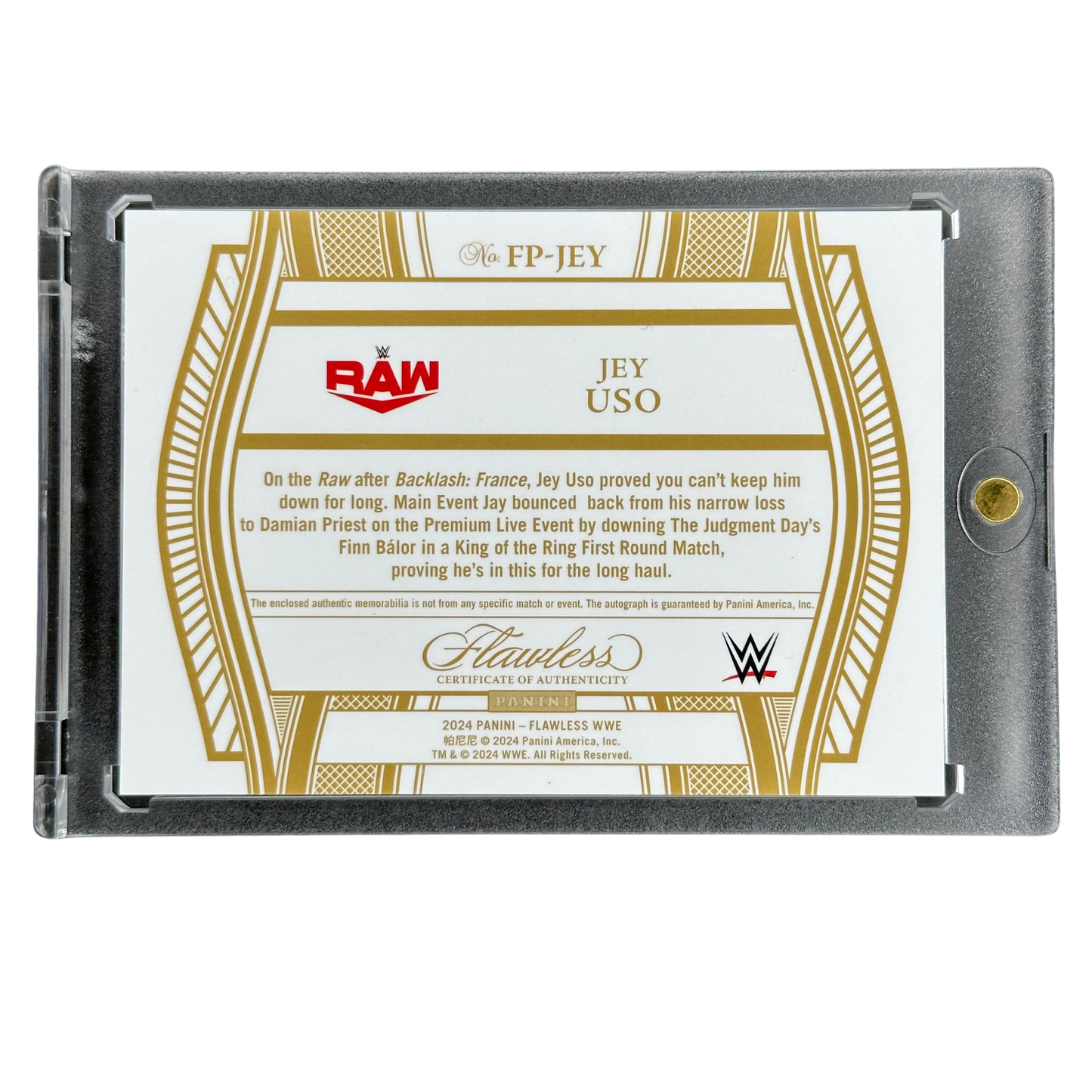 Jey Uso 2024 Flawless Memorabilia Auto Gold 7/10 #FP-JEY