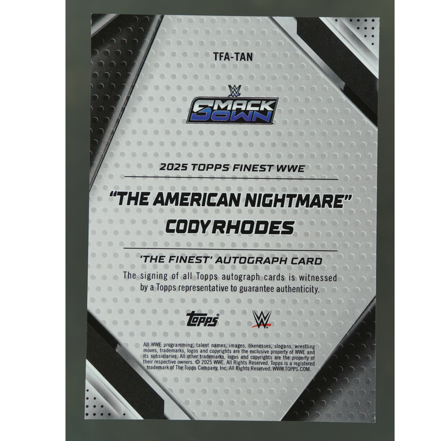 "The American Nightmare" Cody Rhodes 2025 Finest The Finest Auto 14/75 #TFA-TAN