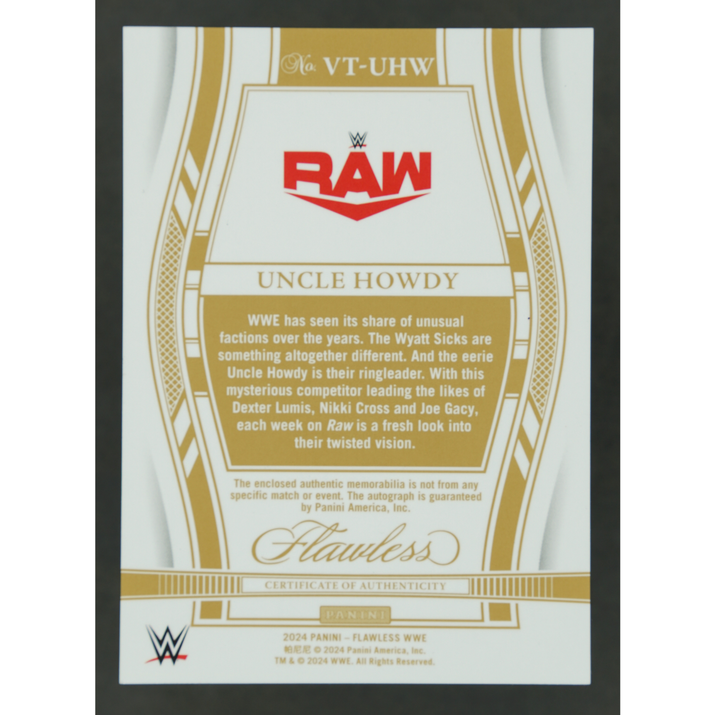 Uncle Howdy 2024 Flawless Memorabilia Auto 4/8 #VT-UHW