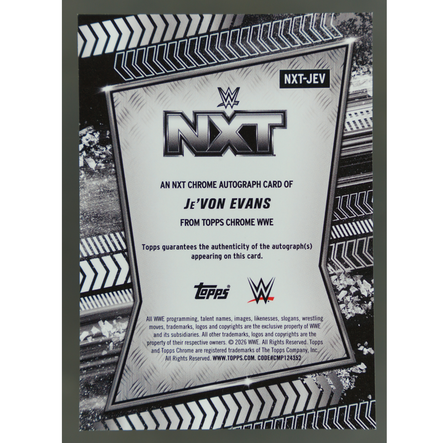 Je´Von Evans 2026 Chrome NXT Auto #NXT-JEV