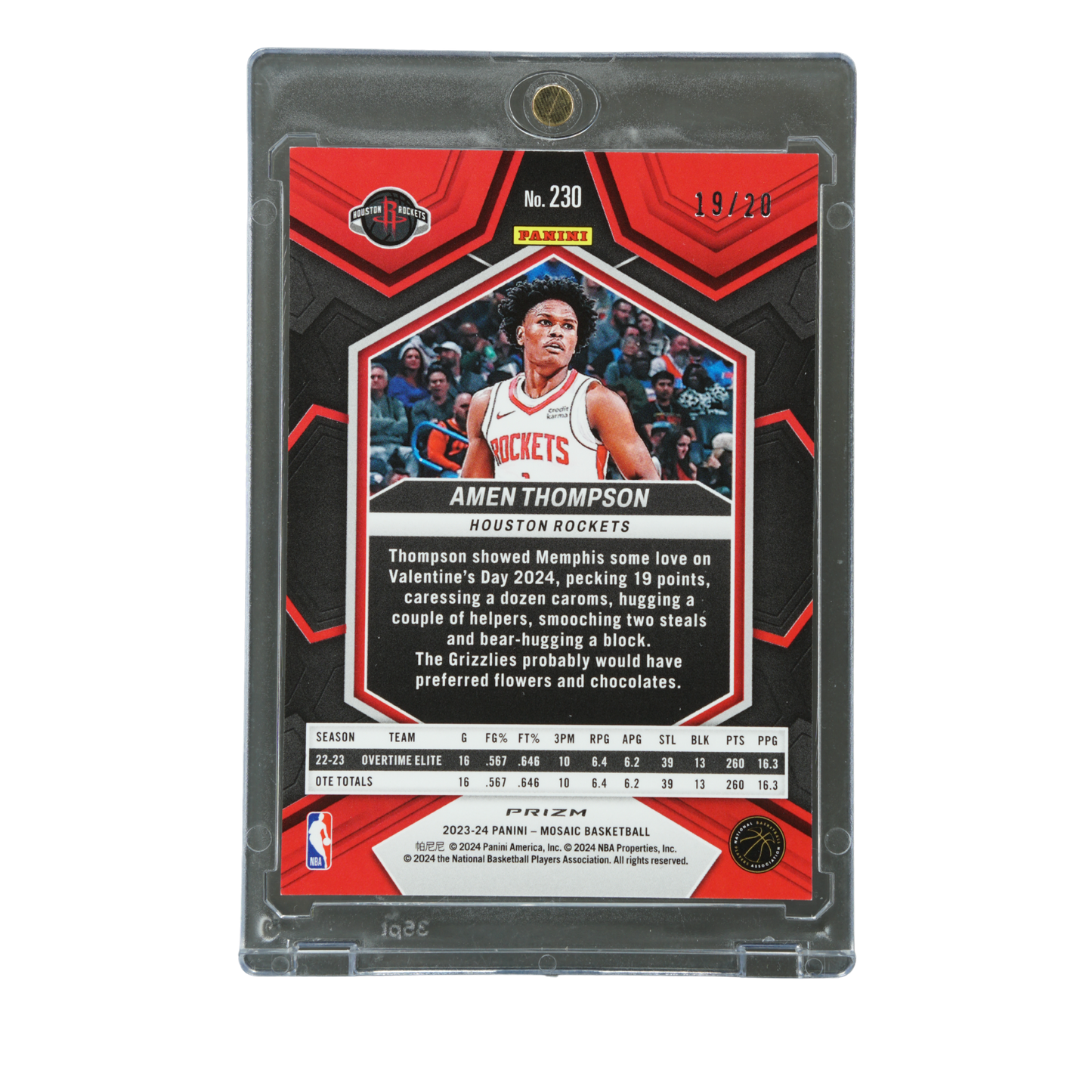 Amen Thompson 2023 Mosaic RC Fast Break Pink 19/20 #230