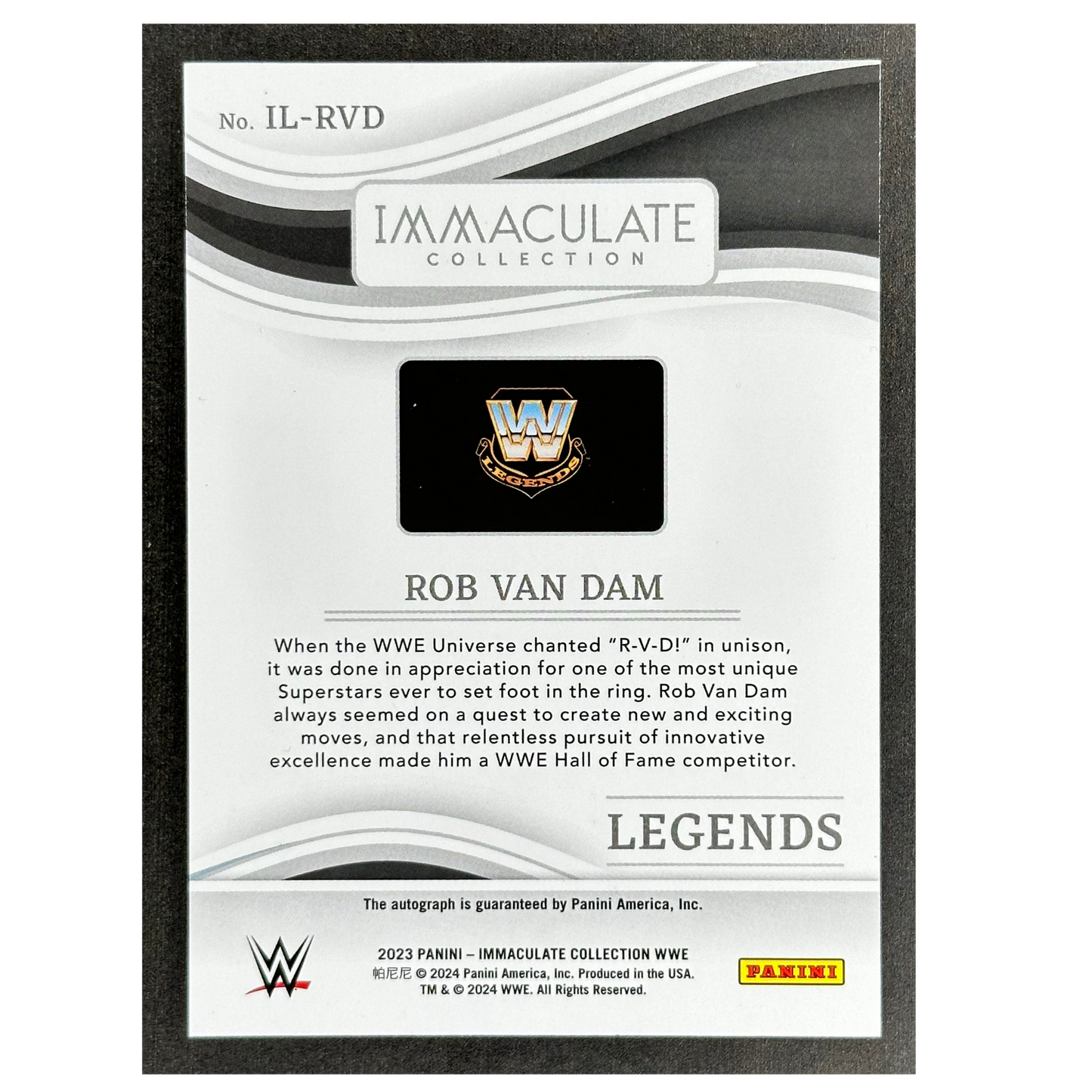 Rob Van Dam 2023 immaculate Legends Auto 6/99 #IL-RVD