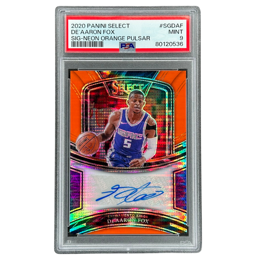 De‘Aaron Fox 2020 Select Neon Orange Pulsar Auto 24/30 PSA 9 #SG-DAF
