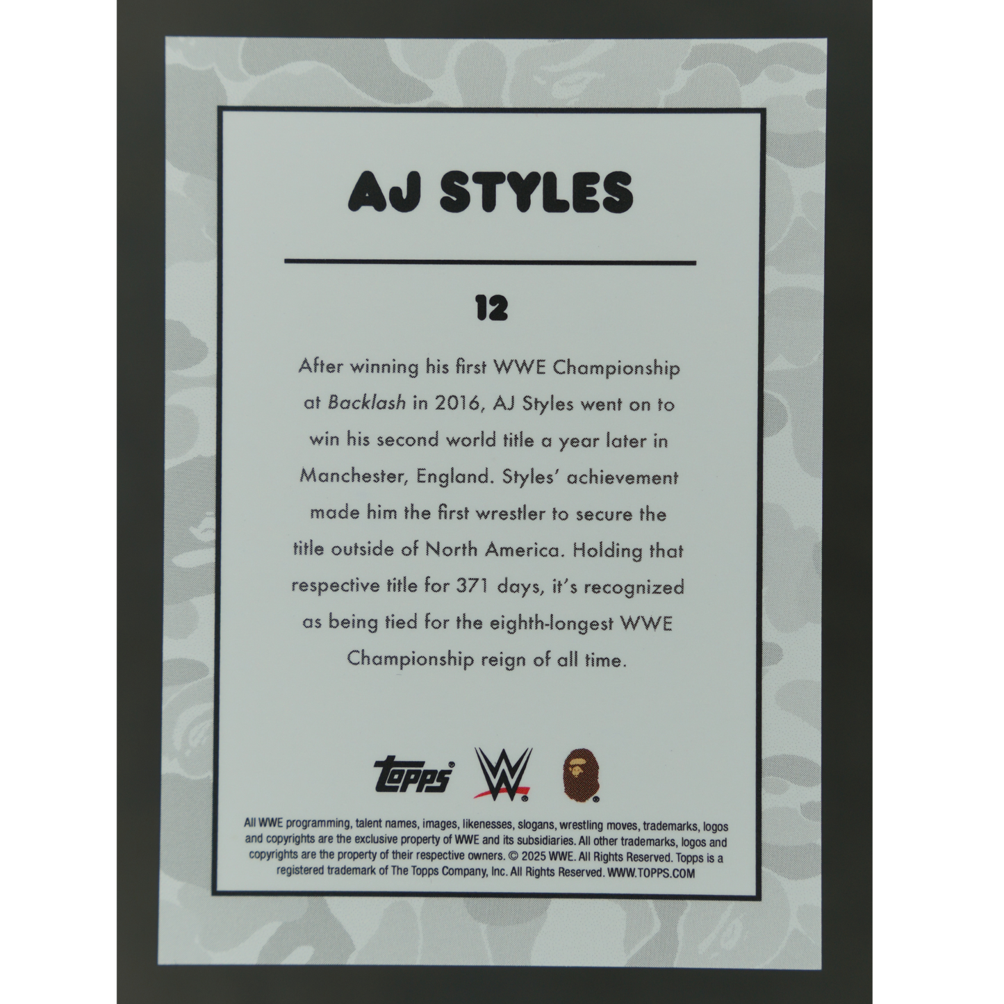 AJ Styles 2025 Topps x BAPE #12