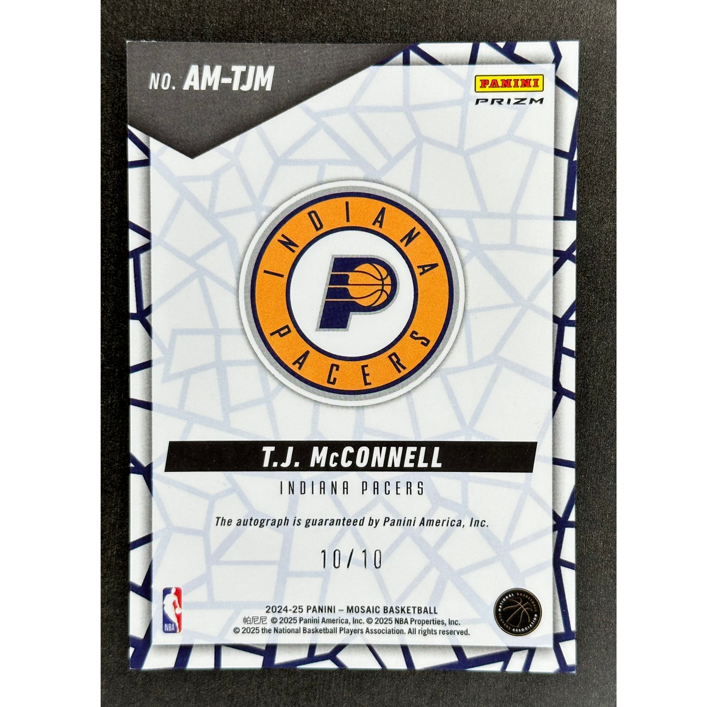 T.J. McConnell 2024 Mosaic Auto Gold 10/10 #AM-TJM