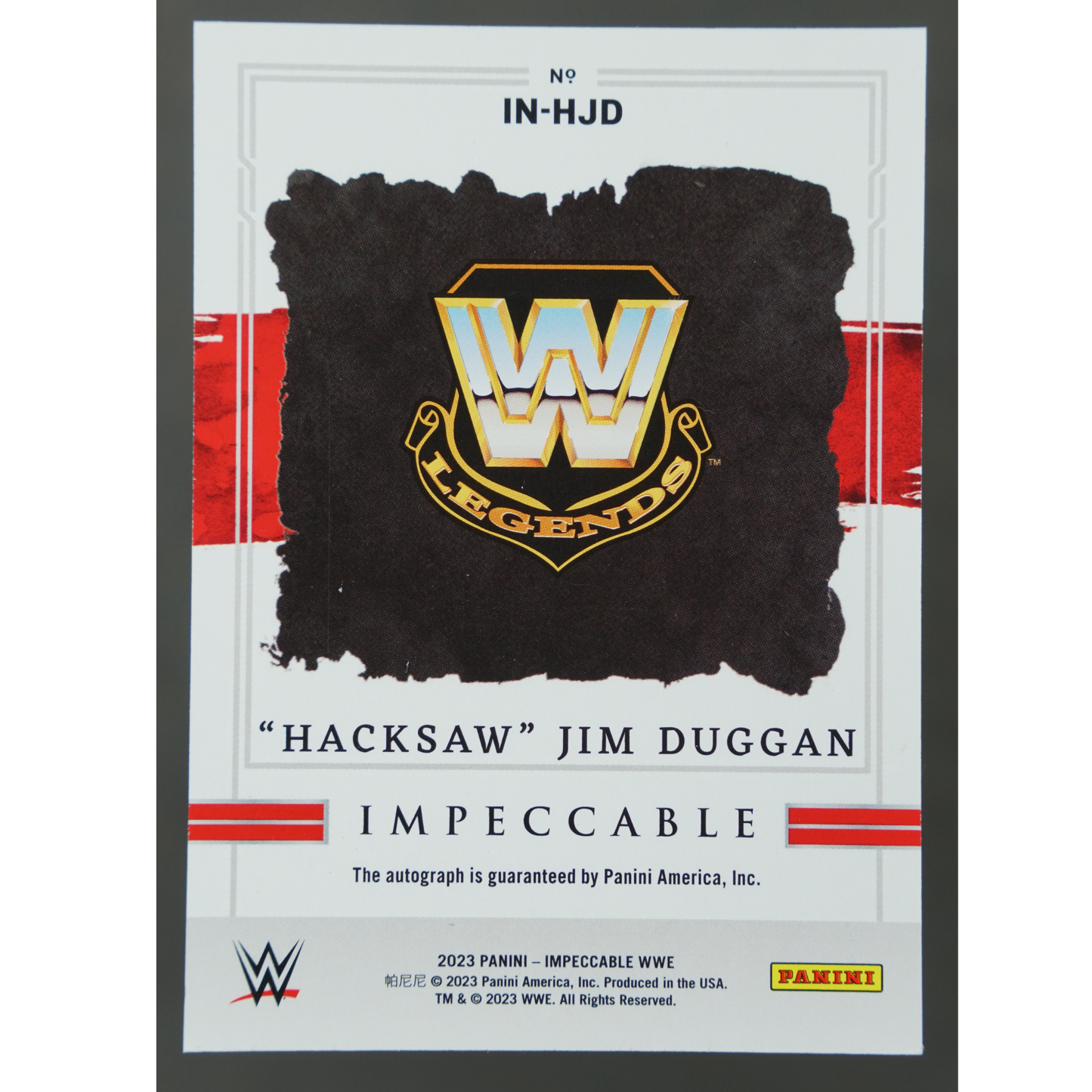 "Hacksaw" Jim Duggan 2023 Impeccable Indelible Ink Auto 22/75 #IN-HJD