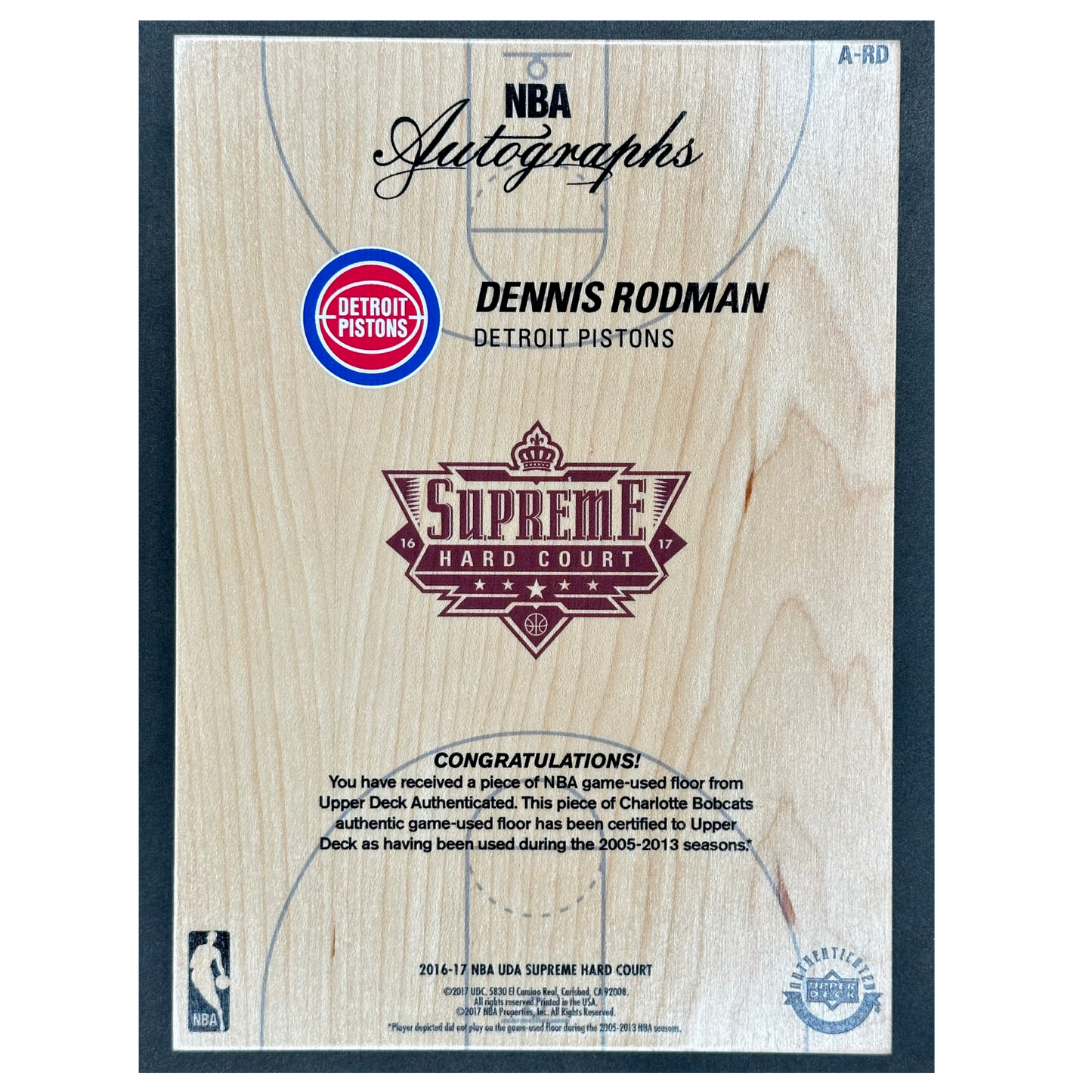 Dennis Rodman 2016 Supreme Hard Court Floor Memorabilia Auto #A-RD