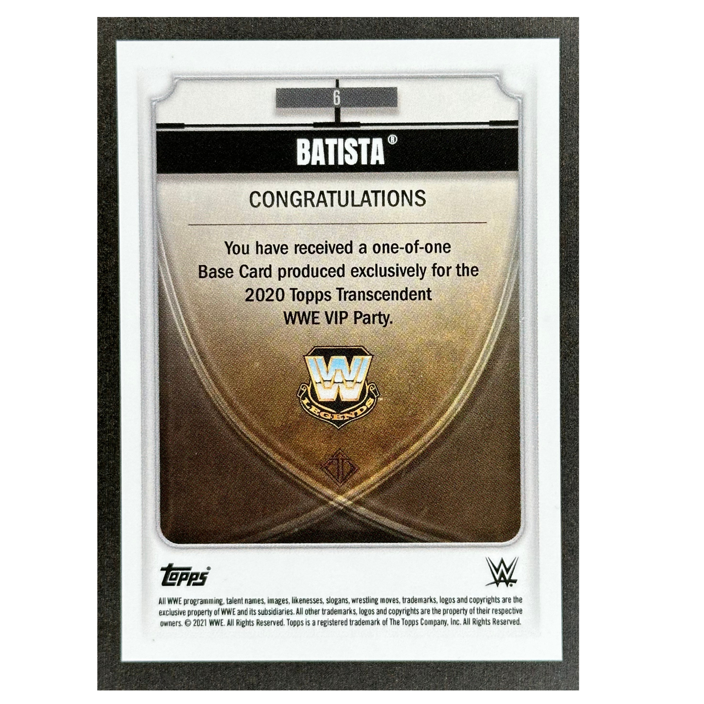 Batista 2021 Topps Transcendent VIP Party 1/1 #6