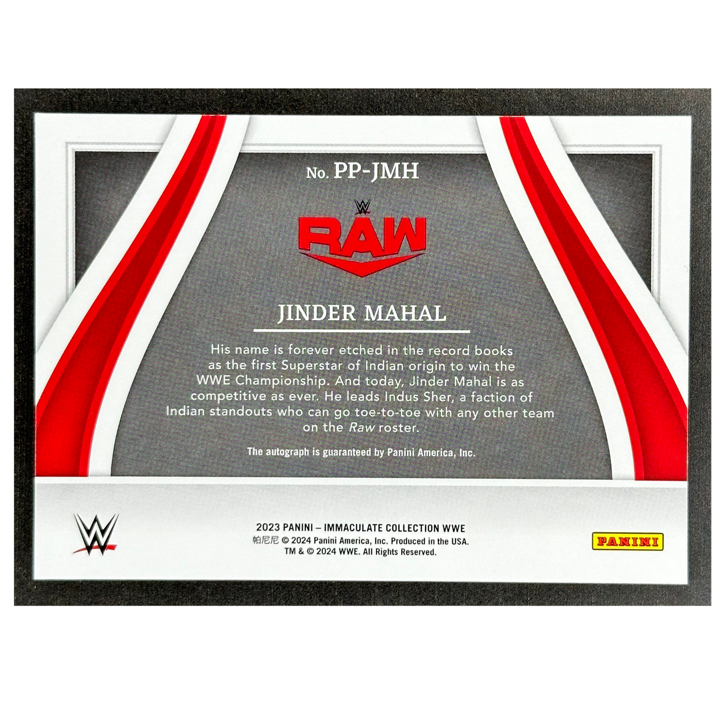 Jinder Mahal 2023 Immaculate Past and Present Auto 8/10 #PP-JMH