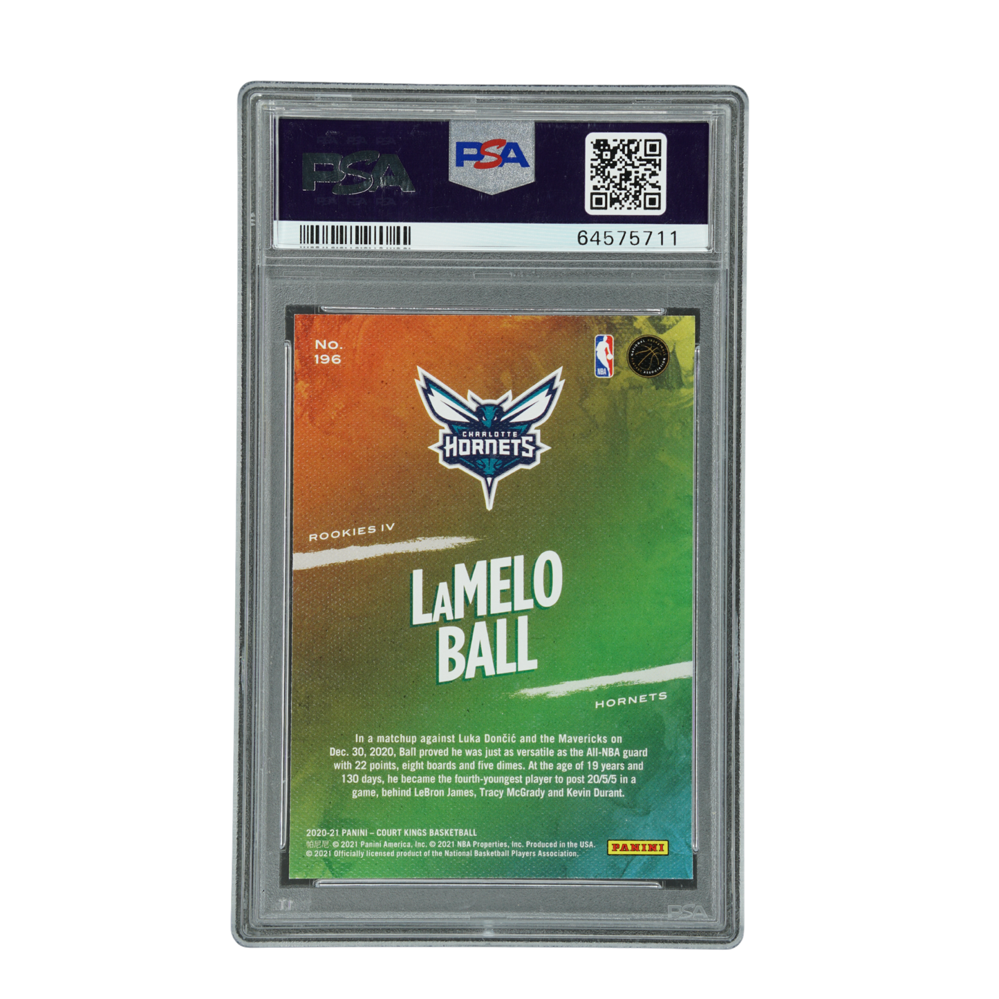 Lamelo Ball 2020 Court Kings RC Rookies IV PSA 9 #196