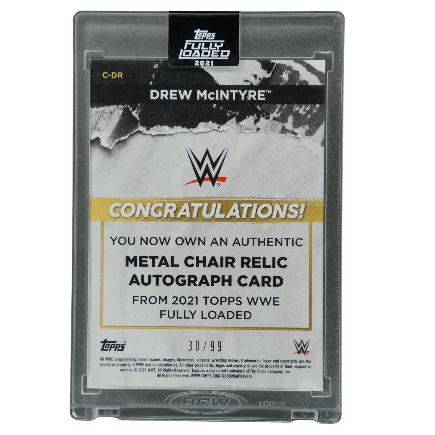 Drew McIntyre 2021 Fully Loaded Relic Auto 30/99 #C-DR