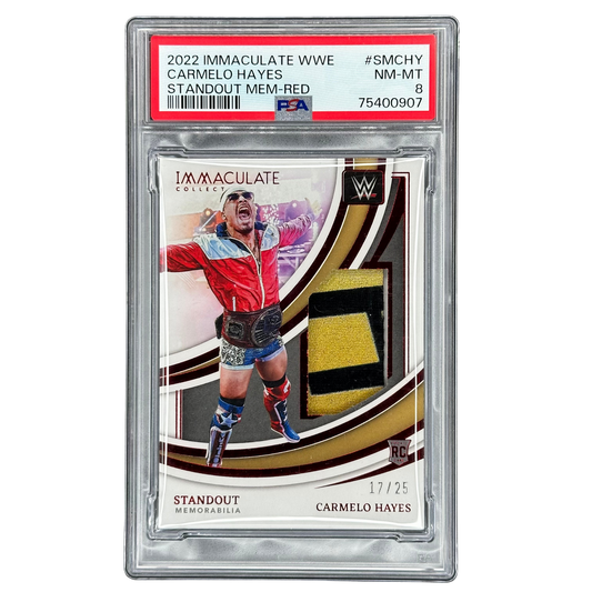 Carmelo Hayes 2022 Immaculate Standout Memorabilia Red Rookie Card PSA 8 #SMCHY