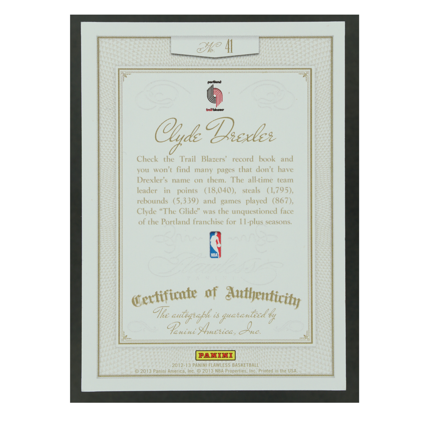 Clyde Drexler 2012-13 Flawless Auto 7/20 #41