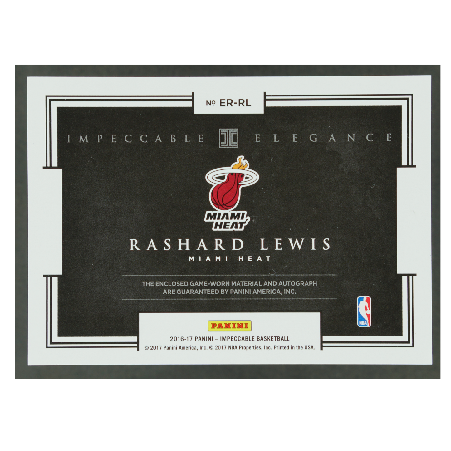 Rashard Lewis 2016-17 Impeccable Elegance Memorabilia Auto 22/49 #ER-RL