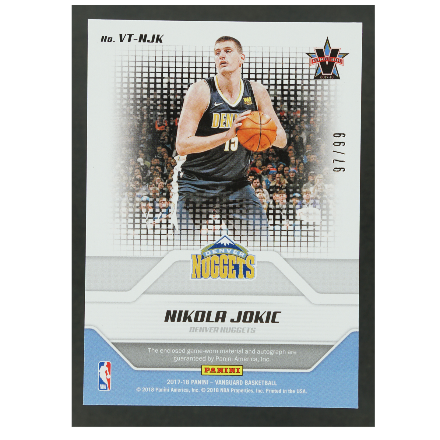 Nikola Jokic 2017-18 Vanguard Memorabilia Auto 97/99 #VT-NJK