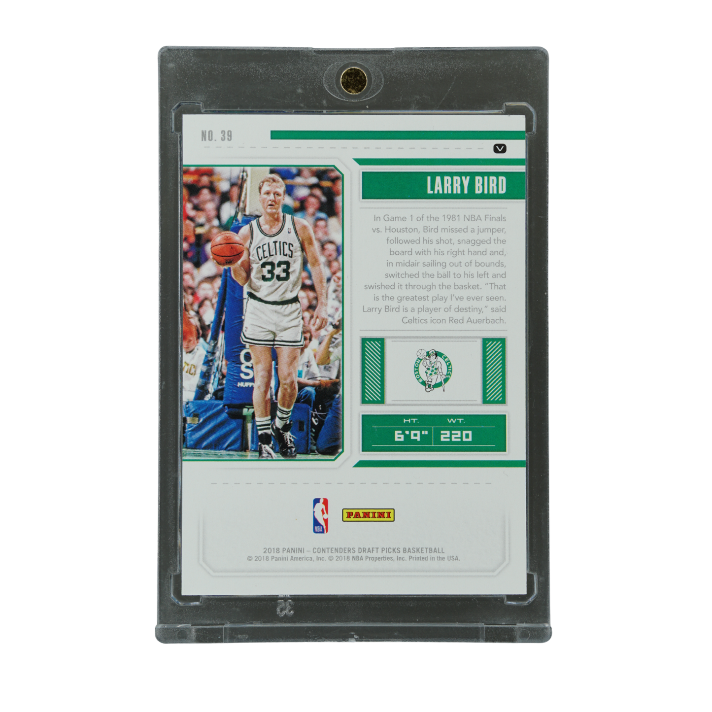 Larry Bird 2018 Contenders Draft Picks Season Ticket 2/5 #39